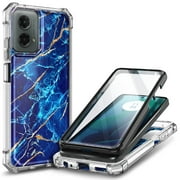 Nagebee Bumper Cell Phone Case with Built-In Screen Protector for Motorola, Sapphire